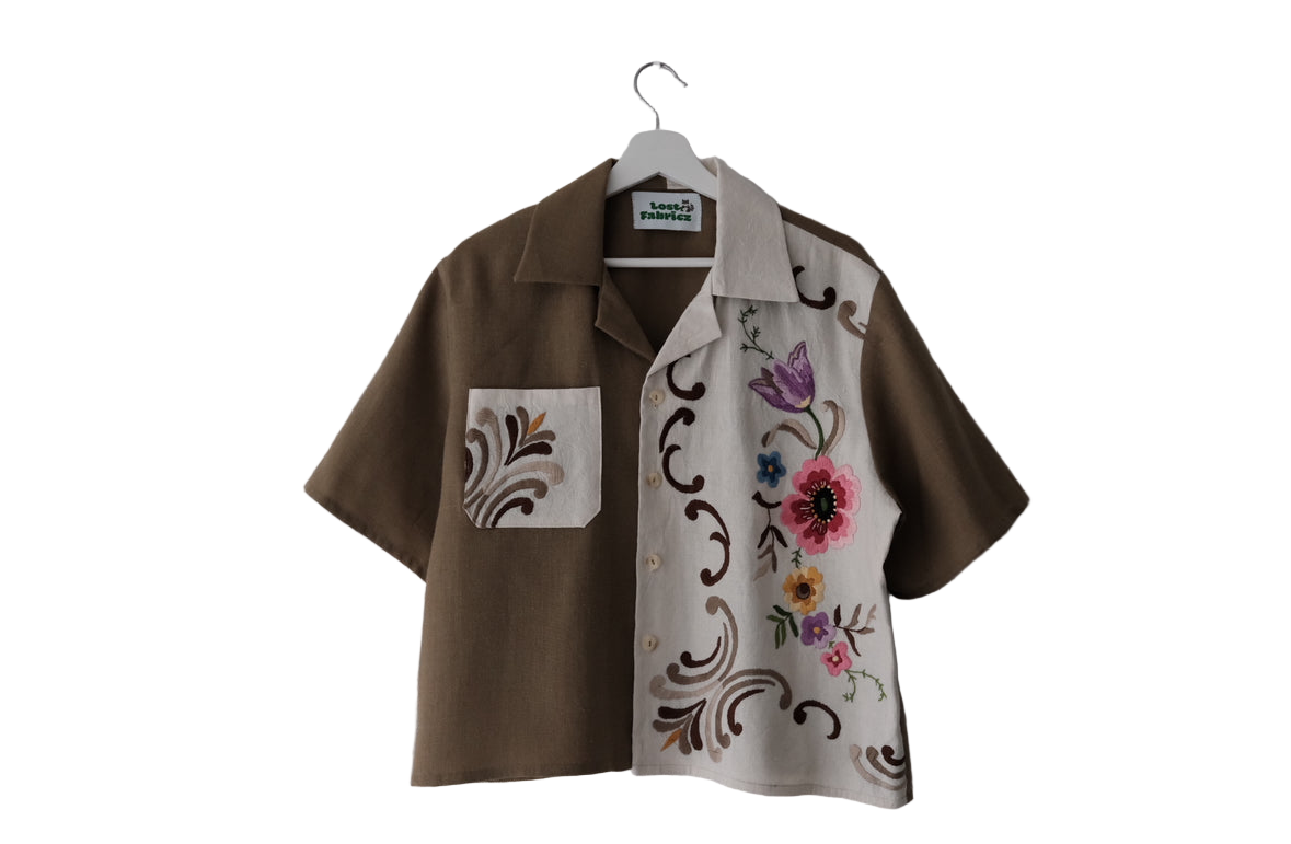 Flower Ivy - Cropped Camp Shirt