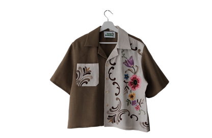 Flower Ivy - Cropped Camp Shirt
