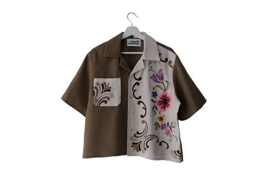 Flower Ivy - Cropped Camp Shirt