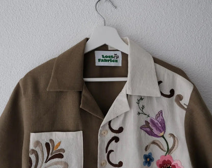 Flower Ivy - Cropped Camp Shirt