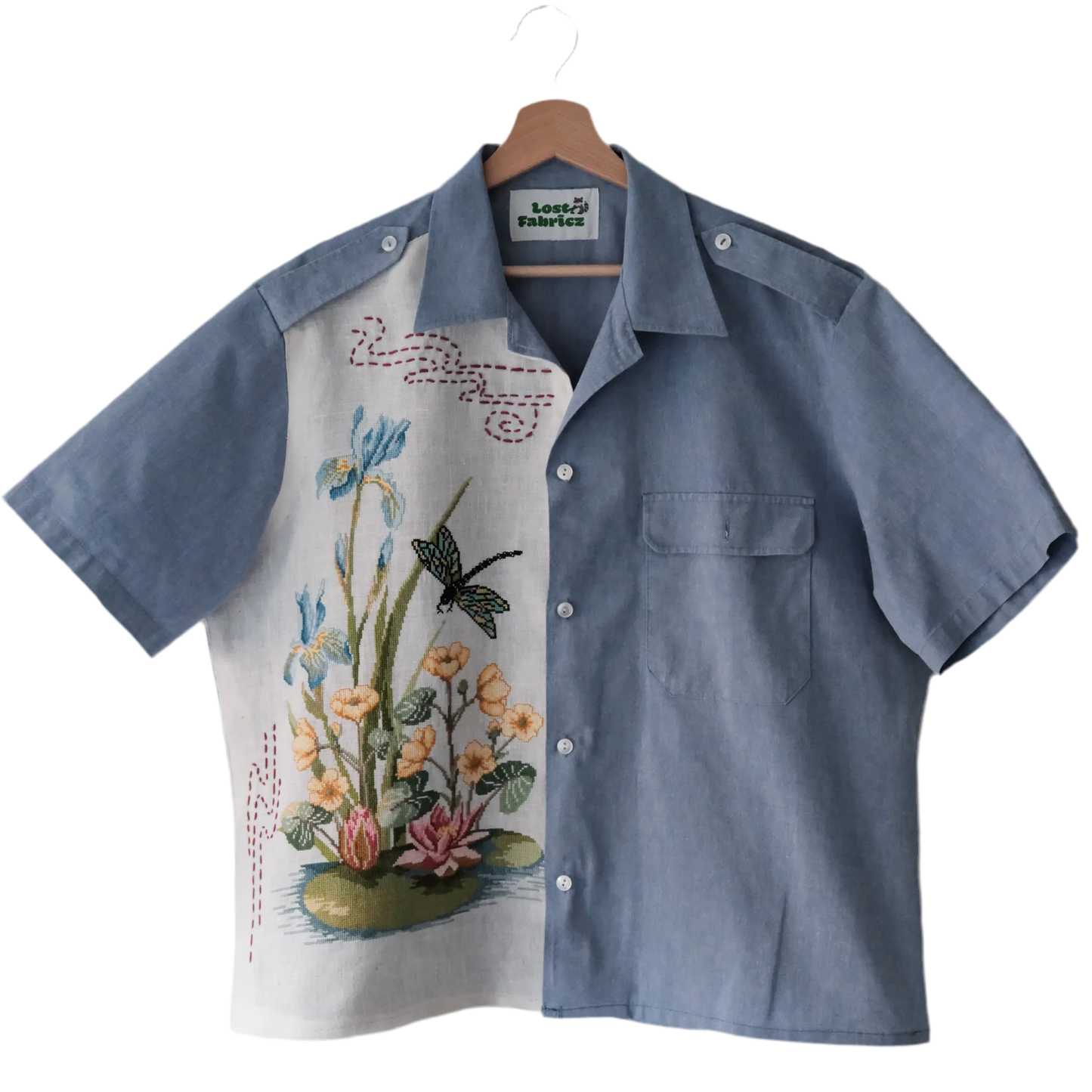 Water Lily - Upcycled Camp Shirt